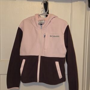 Columbia Girls' Pink and Brown Hooded Fleece Jacket